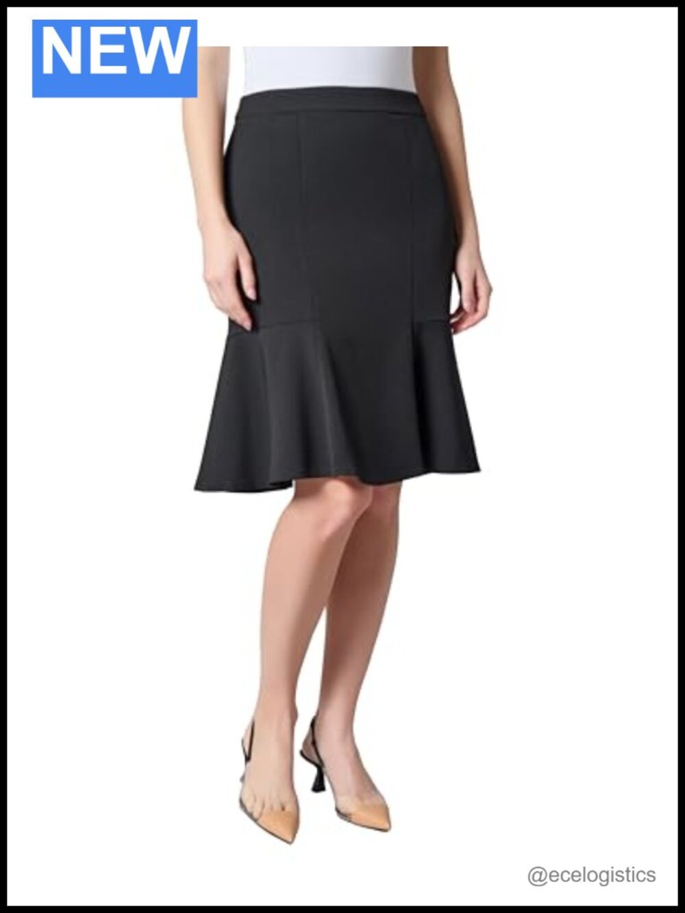 Knee-Length Side Zip Flare Skirt for Women, Zipper Closure